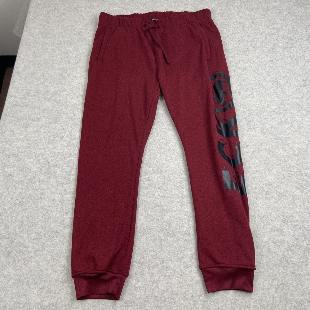 Ecko Unltd. Jogger Pants Mens Large (35x27) Red Fleece Cuffed Logo Athletic